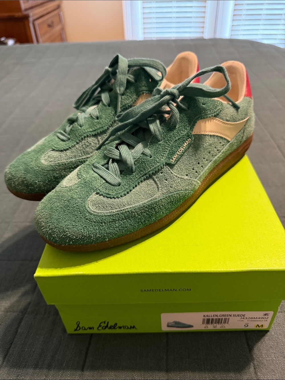 Sam Edelman Kallen Green Suede Women’s Sneaker Size 9